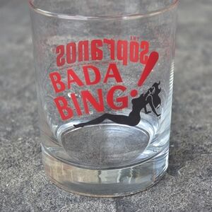 Vintage Bada Bing Old Fashioned Low Ball Glass -Sopranos HBO Series